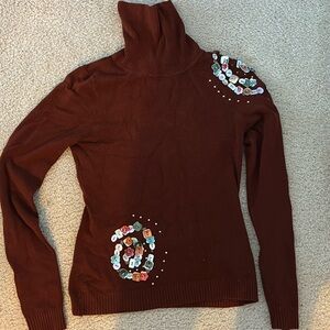 Maroon jeweled turtleneck